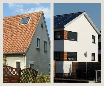 Vorher-Nachher Bild - EFH KfW Effizienzhaus 55 Büro Weick Detmold